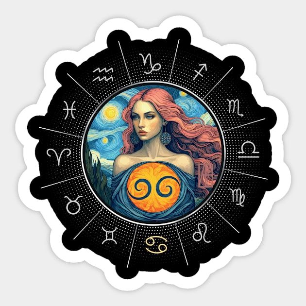 ZODIAC Cancer - Astrological CANCER - CANCER - ZODIAC sign - Van Gogh style - 2 Sticker by ArtProjectShop